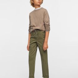 NWT Pants Mango Cotton Chino Joggers  Kids MNG Boys Toddler Army Military Gift