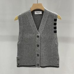 Thom Browne 4 Bar Cropped Cable Cardigan Vest