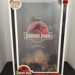 FUNKO POP - JURASSIC PARK Tyrannosaurus Rex & Velociraptor #03, 17inch Tall 