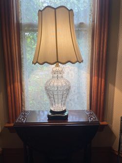 Crystal Table Lamp with Scalloped Shade