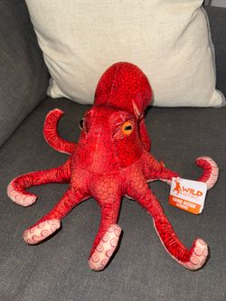 Wild Republic Giant Octopus plush 14” Realistic Orange Eyes