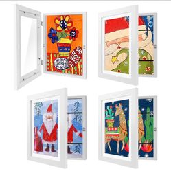 4 Pack Kids Artwork Frames Changeable 8.5 x 11 Inch Children Art Projects Kids Art Frames Front Opening Picture Display Frame, White