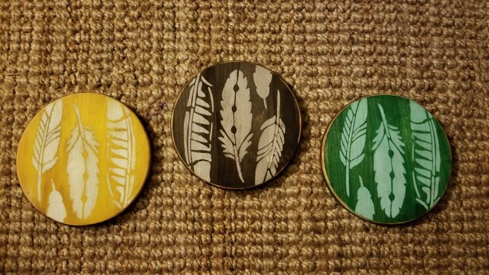 Set of 3 leaf home decor, wall decor, circles