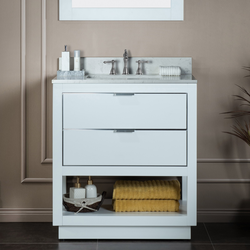 VENICE-3021-WHITE-BN  WOODBRIDGE Venice 30"x21"x33" Solid Wood Bath Vanities Side Cabinet in White with Brushed Nickel Trim