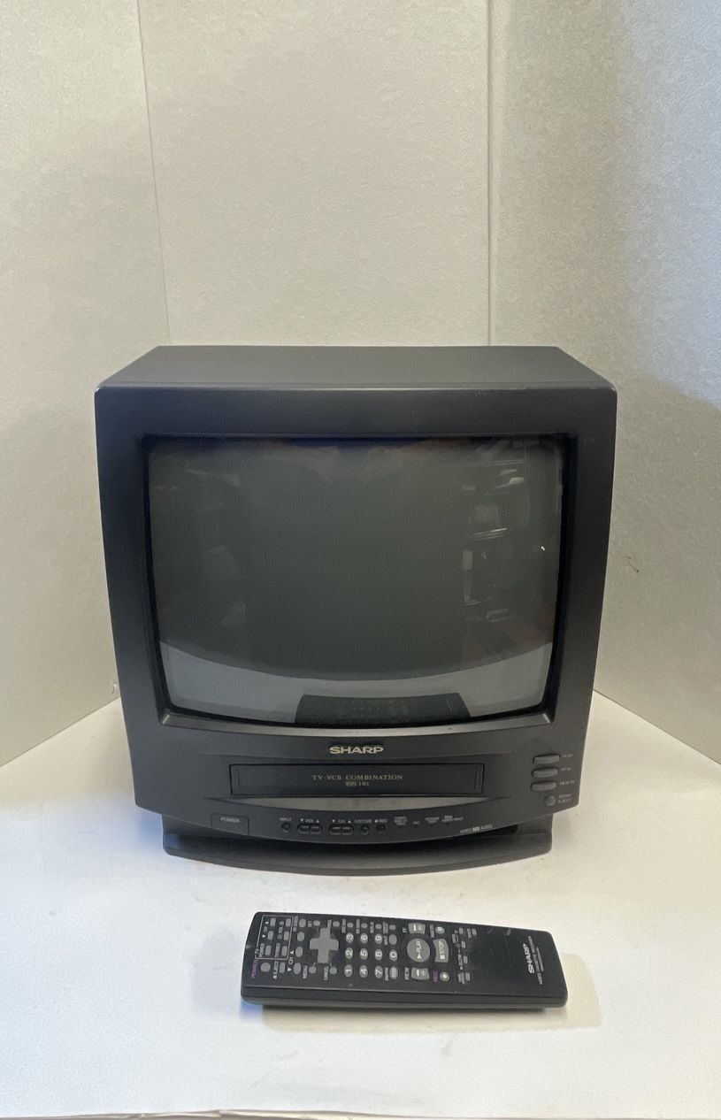 SHARP 13" Color TV VCR Combo 13VT-J100 VHS Player W/ Remote Retro Gaming TESTED