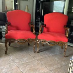 2 Red Decor Chairs With Cover Like A New 