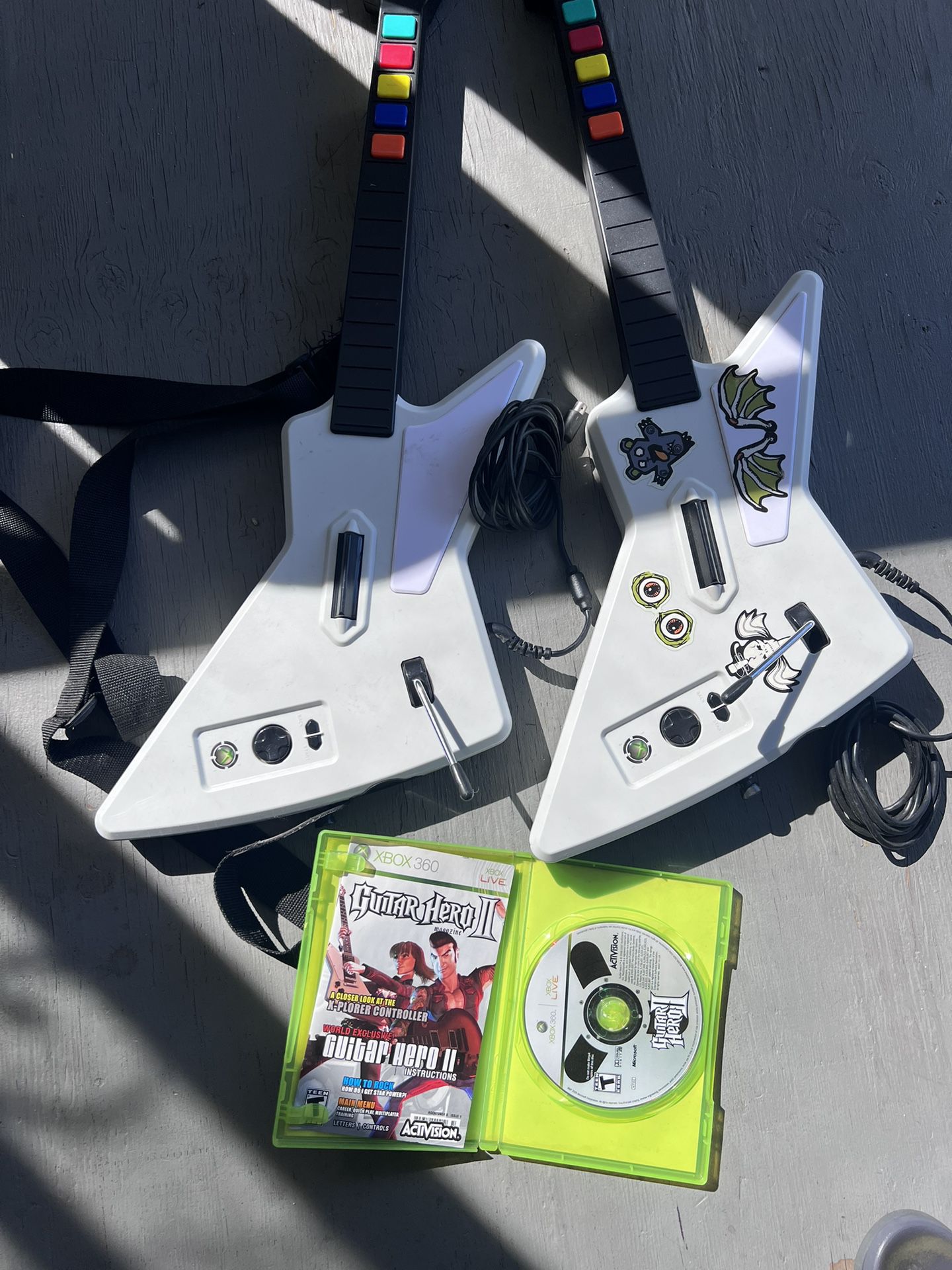 Guitar Hero Xplorer Guitar Xbox 360 Red Octane White Wired Model No USB for  sale online