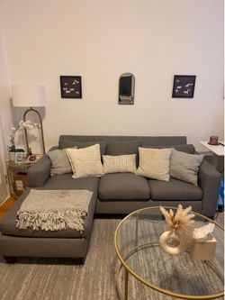 MUST GO Gray sectional couch $200 - COLUMBIA UNIVERSITY