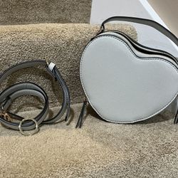 Heart shape Purse bag Crossbody or clutch Light grey 