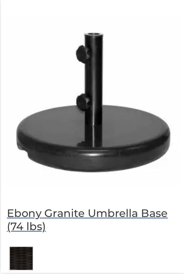 2 -Outdoor Hand Crank White Canvas Umbrella With Black Base 