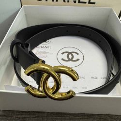 Chanel Black Leather Interlocking CC Belt