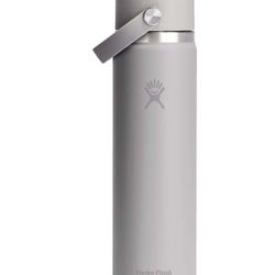24 oz. Spill-proof Insulated Stainless Steel Hydro Flask Water Bottle,  Wide Mouth Flex Straw Lid,  Birch Gray, NEW