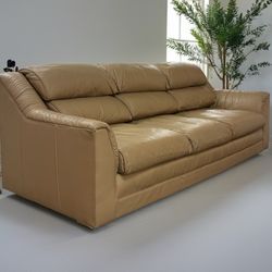 Emerson Collection Sofa Genuine Top Grain Leather Vintage Mid-Century Modern FREE DELIVERY