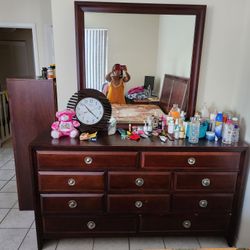 Wooden Dresser With Mirror $160