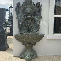 Ornate Wall bronze Fountain with Classical Statues