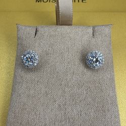 Moissanite Circle Halo Earrings – 1.0ct, S925, GRA VVS1