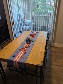 Wooden dining room table and chairs for sale!
