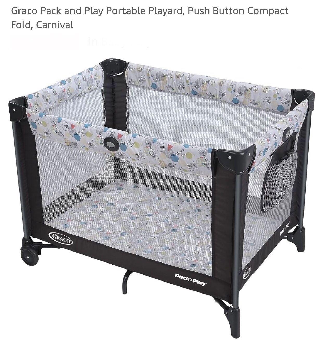 Graco Pack n Play Portable Playard, Push Button Compact Fold, Carnival