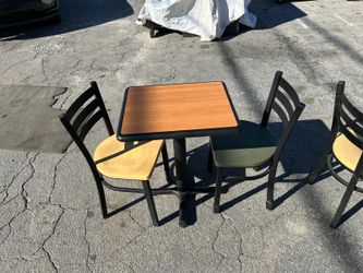 SET OF 2 LADDER BACK METAL CHAIRS WITH SQUARE REVERSIBLE TABLE