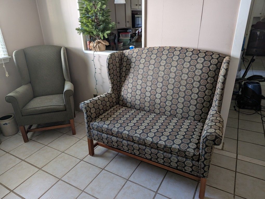 Love Seat And 2 Wing Back Chairs