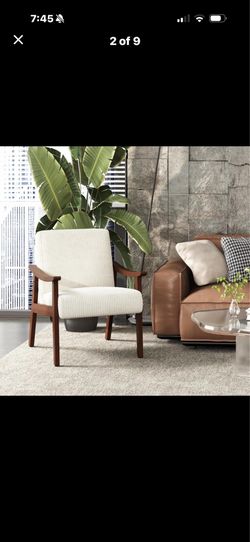 White and walnut accent chair