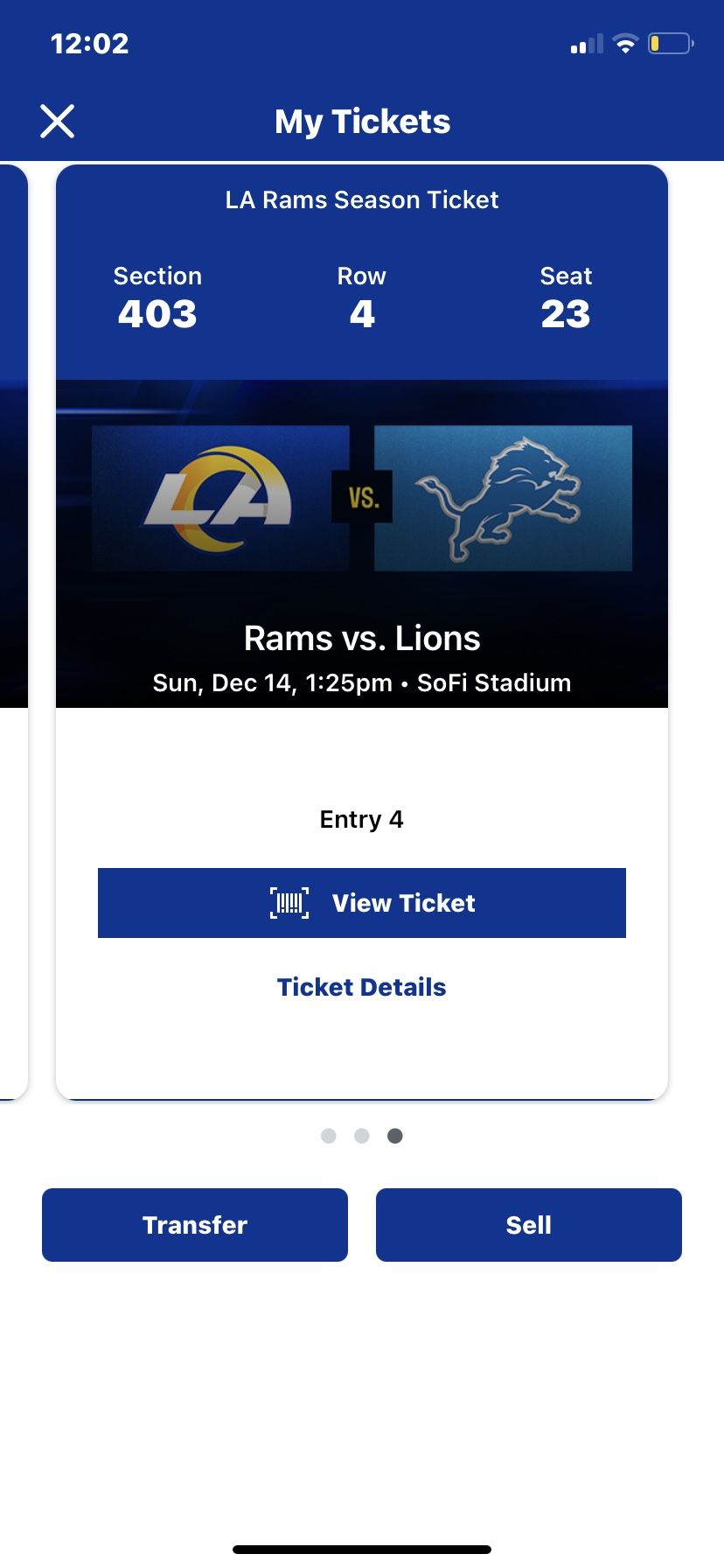 Los Angeles, Rams versus Detroit Detroit Lions