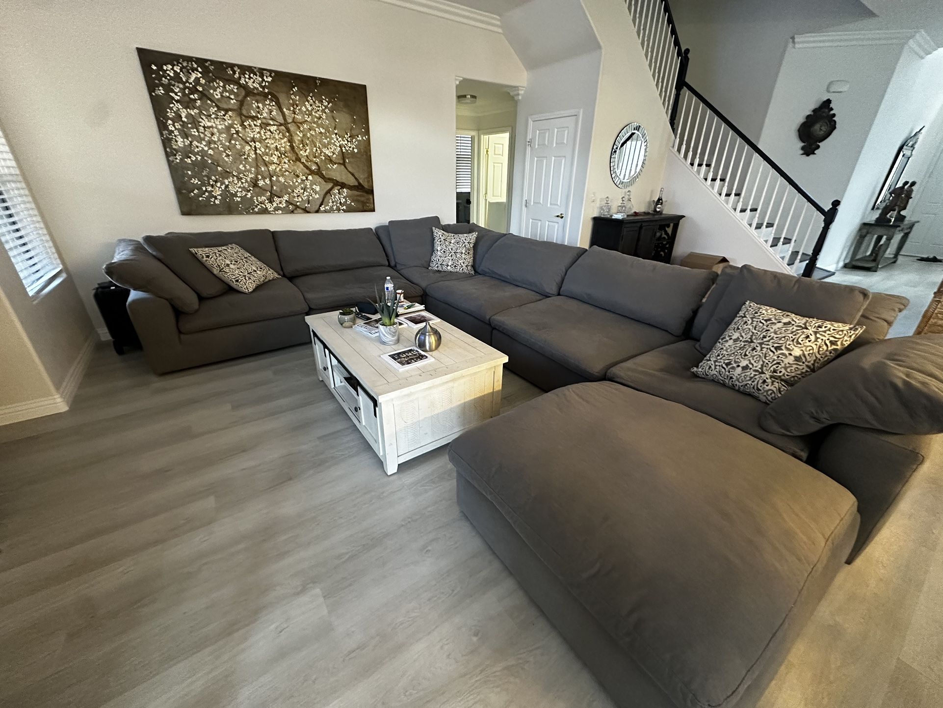   Share   Dream Gray 174'' 6 Piece Modular Sectional with 2 Ottomans