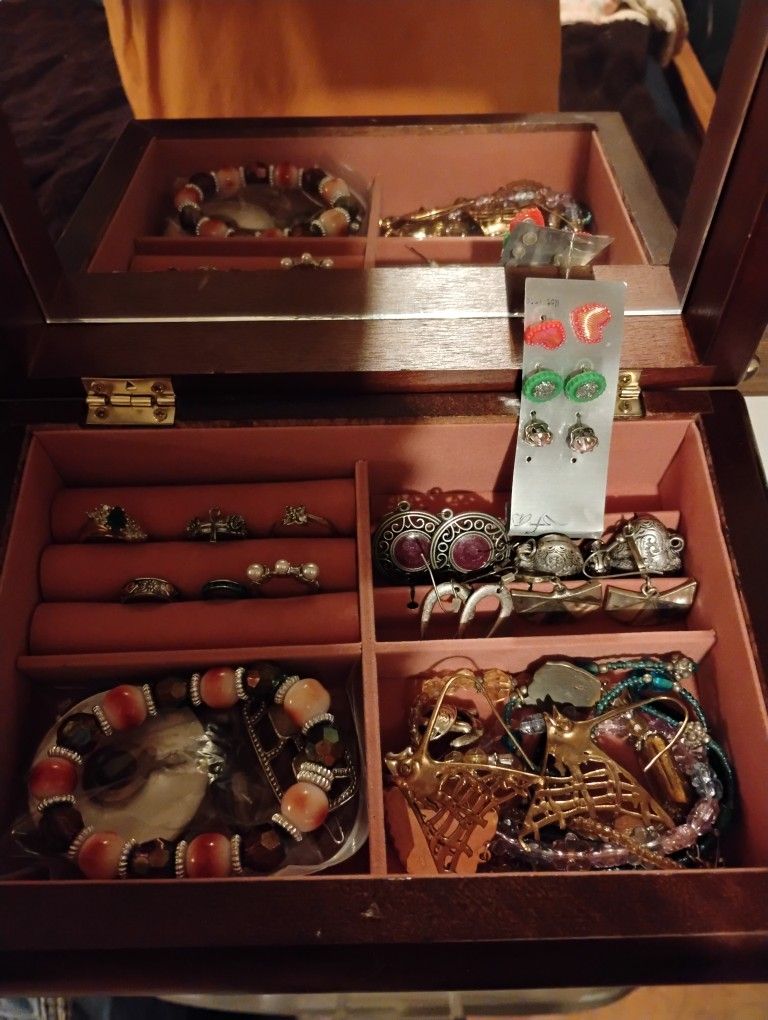 Jewelry Box With Some Colorful Jewelry 