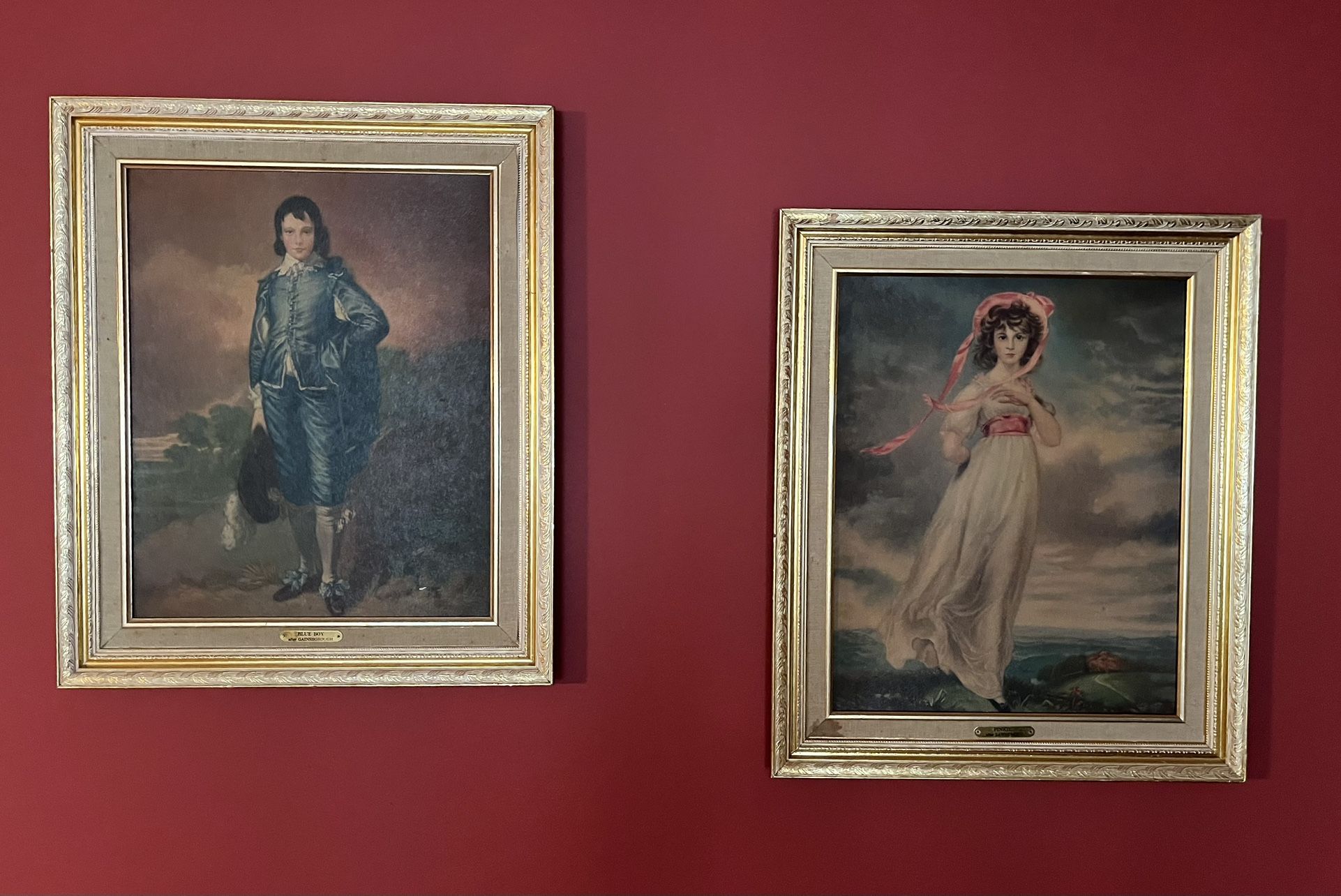 Vintage Framed Artwork Prints Of Antique Paintings: Blue Boy & Pinkie