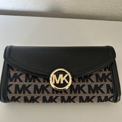 Brown and Black Michael Kors Trifold Wallet