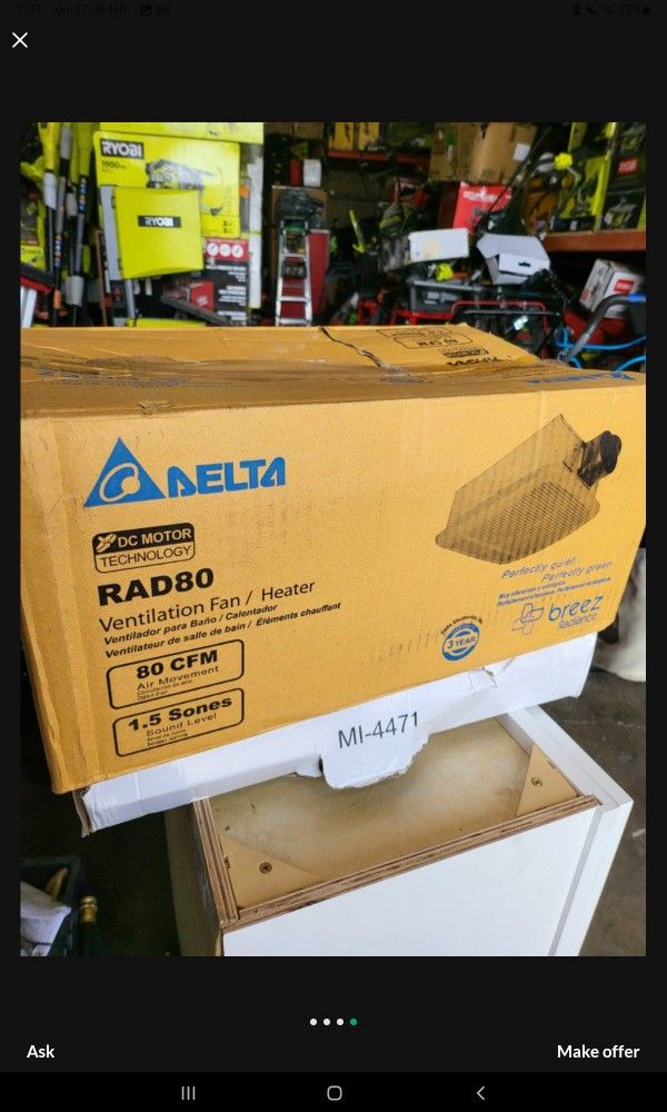 DELTA BREEZ SERIES 80 CFM CEILING BATHROOM EXHAUST FAN WITH HEATER for Sale  in San Bernardino, CA - OfferUp