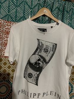 PHILIPP  PLEIN Designer White 1000$ Logo T-shirt