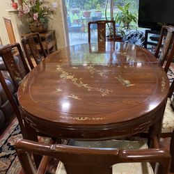 Antique Oriental Inlay Pearl  Dining Table