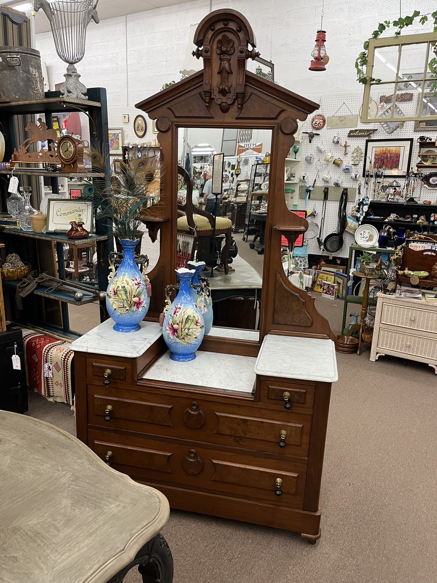 Antique Victorian Marble Top Dresser