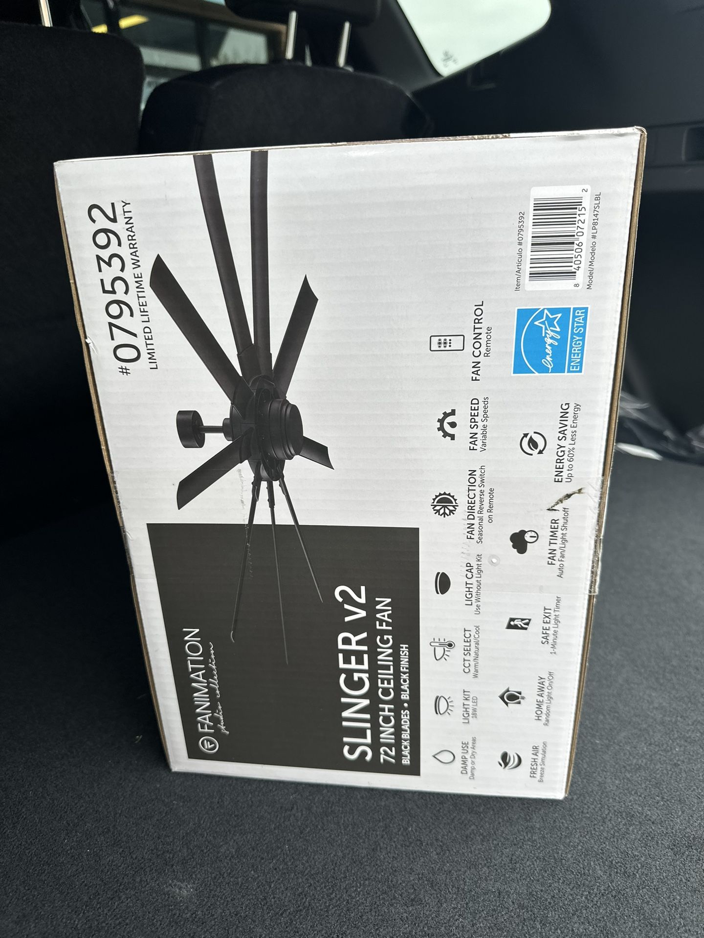 Ceiling Fan. Not Black Color Is Grey. 72 Inch