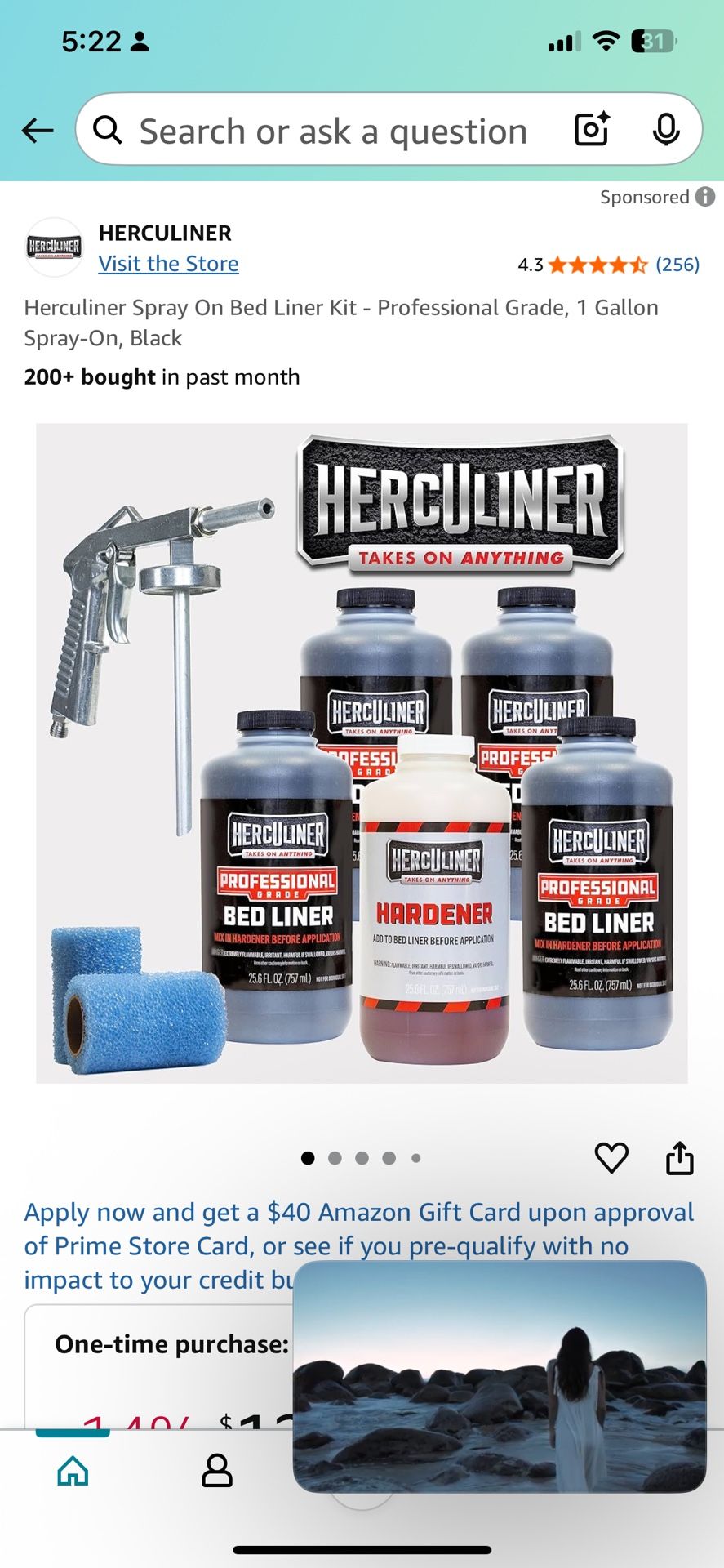 Herculiner Spray On Bed Liner Kit - Professional Grade, 1 Gallon Spray-On, Black