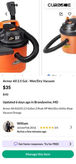 Armor All 2.5 Gallon 2 Peak HP Wet and Dry Vacuum