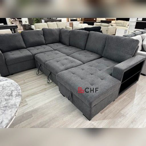 Sleeper Sectional Sofa With Storage Chaise - Christmas Holiday Sale