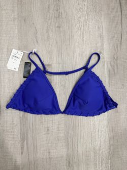 Good American Capri Blue Lace-Up Triangle Bikini Top 3XL NWT 6539