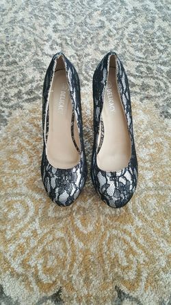 Silver and black lace wedges - 6.5