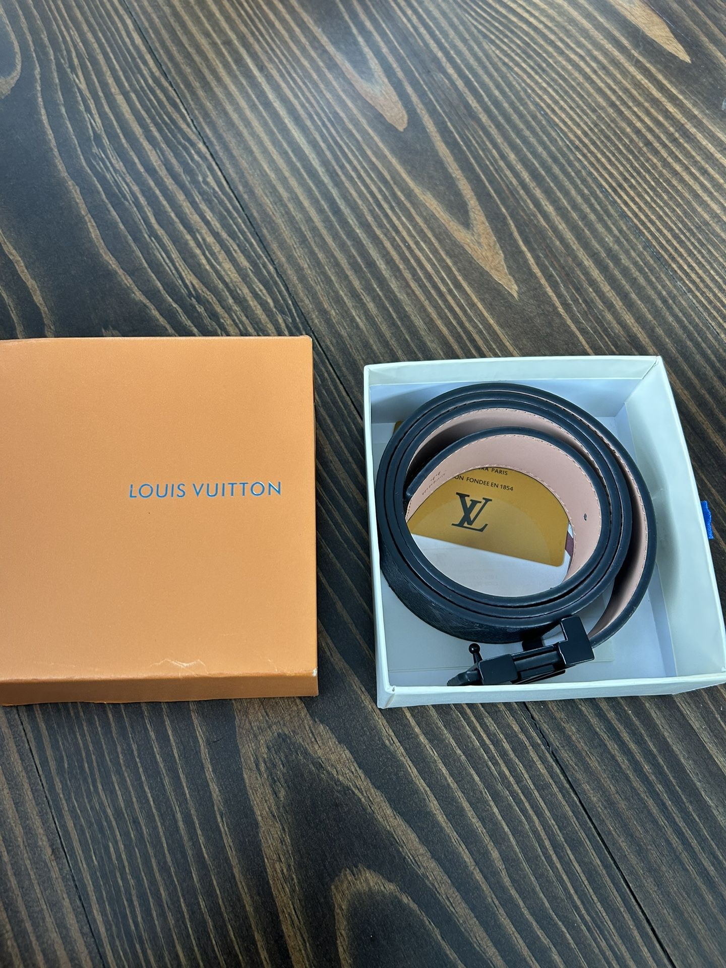 LV Initiales 44” Matte Black Belt