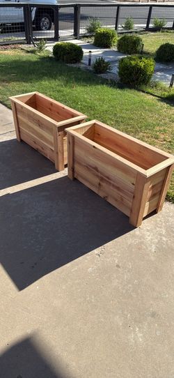 Two cedar planter boxes