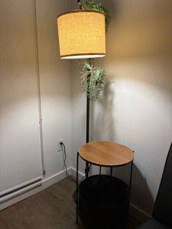Modern Floor Lamp + Side Table with Storage Basket Set - LIC Moving Sale