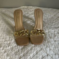Clear Heels With Gold Accent 