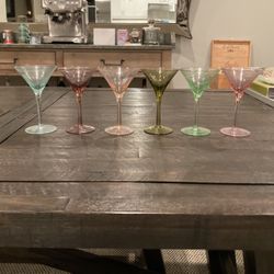 Luigi Bormioli Gallerie Multicolor Etched glass Hand cut Martini Set and Pitcher