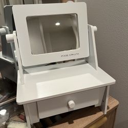 Small Makeup Vanity With Mirror And Drawer 