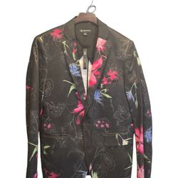 INC International Concepts Unisex Black Floral Blazer Size M