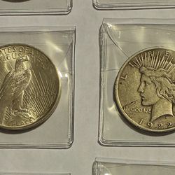 (2) SILVER PEACE DOLLARS - 1922 & 1923 - CONSTITUTIONAL SILVER JUNK SILVER