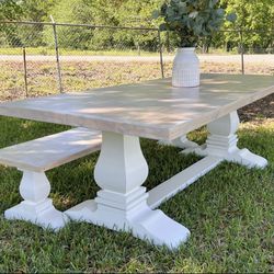 AVAILABLE NOW! Custom Built Dining Table Solid wood Farmhouse Set Modern Rustic Bench Country Oval Round Counter Breakfast Height  Farm House 