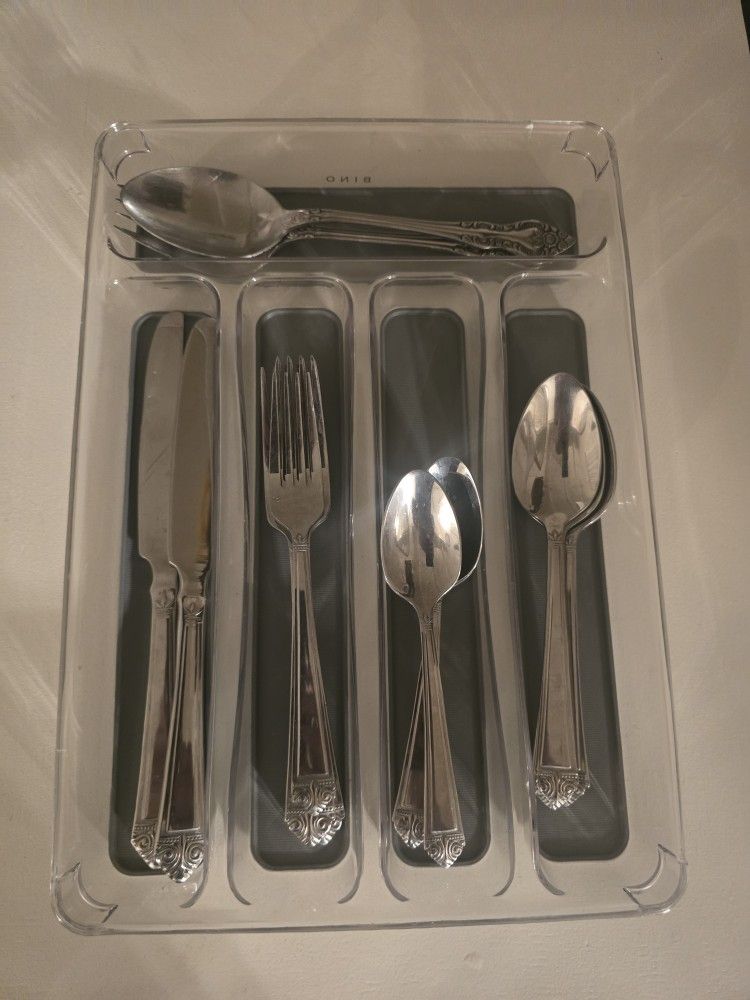 Oneida Silverware and Tray